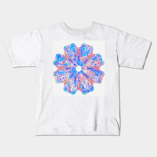 Kaleidoscope flower in Blue Kids T-Shirt